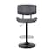 Armen Living Brooklyn Adjustable Swivel Gray Faux Leather and Black Wood Bar Stool with Black Base LCBRBABLGR - alternate 7